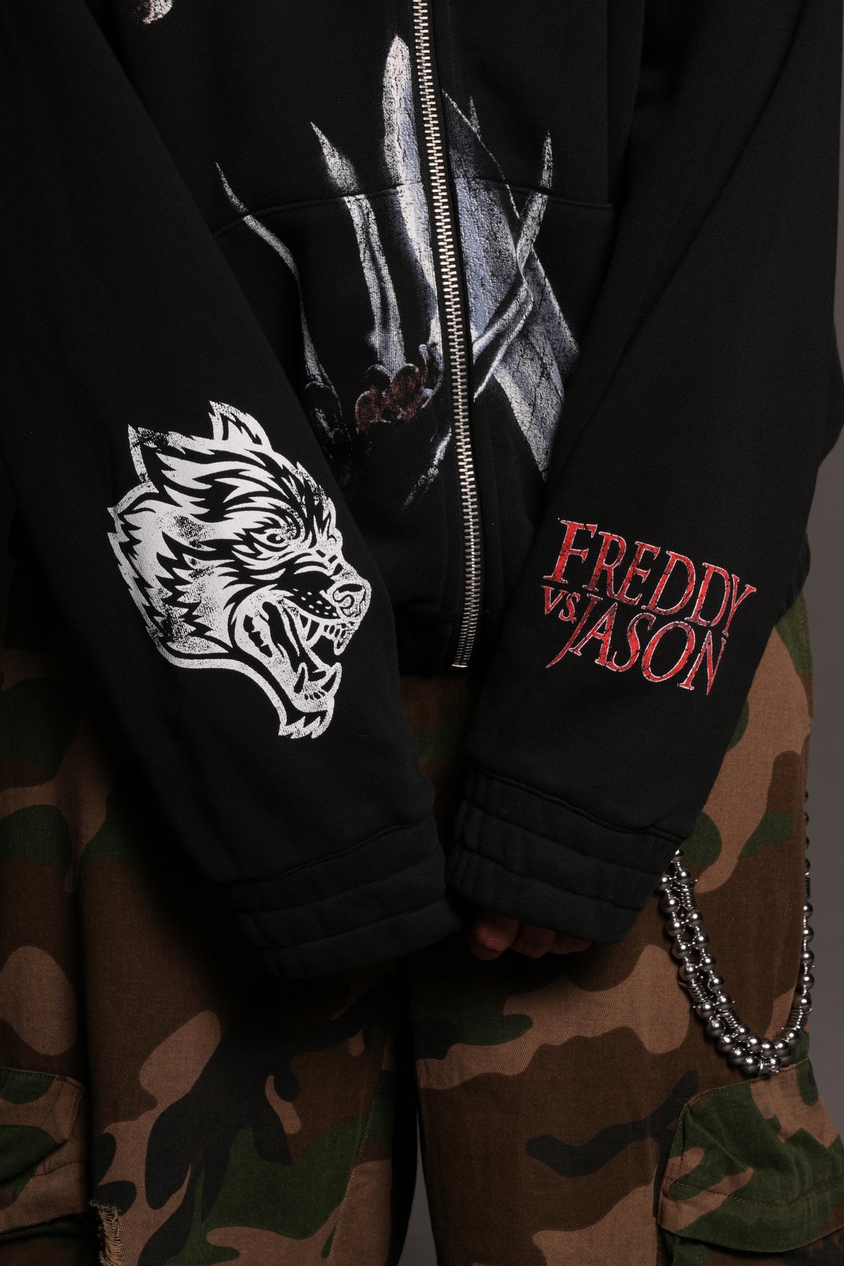 Freddy Vs Jason Chambers Zip Hoodie In Black
