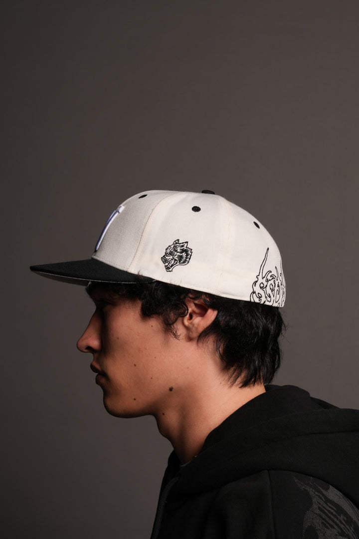 Mantra Fitted Cap In Cream/Black