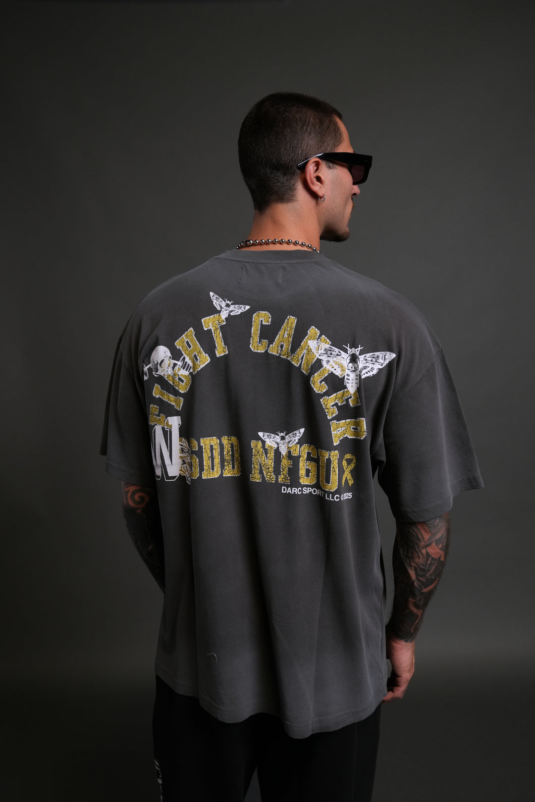 Fight Cancer 2025 "Premium" Oversized Tee in Wolf Gray/Yellow Drift Wash