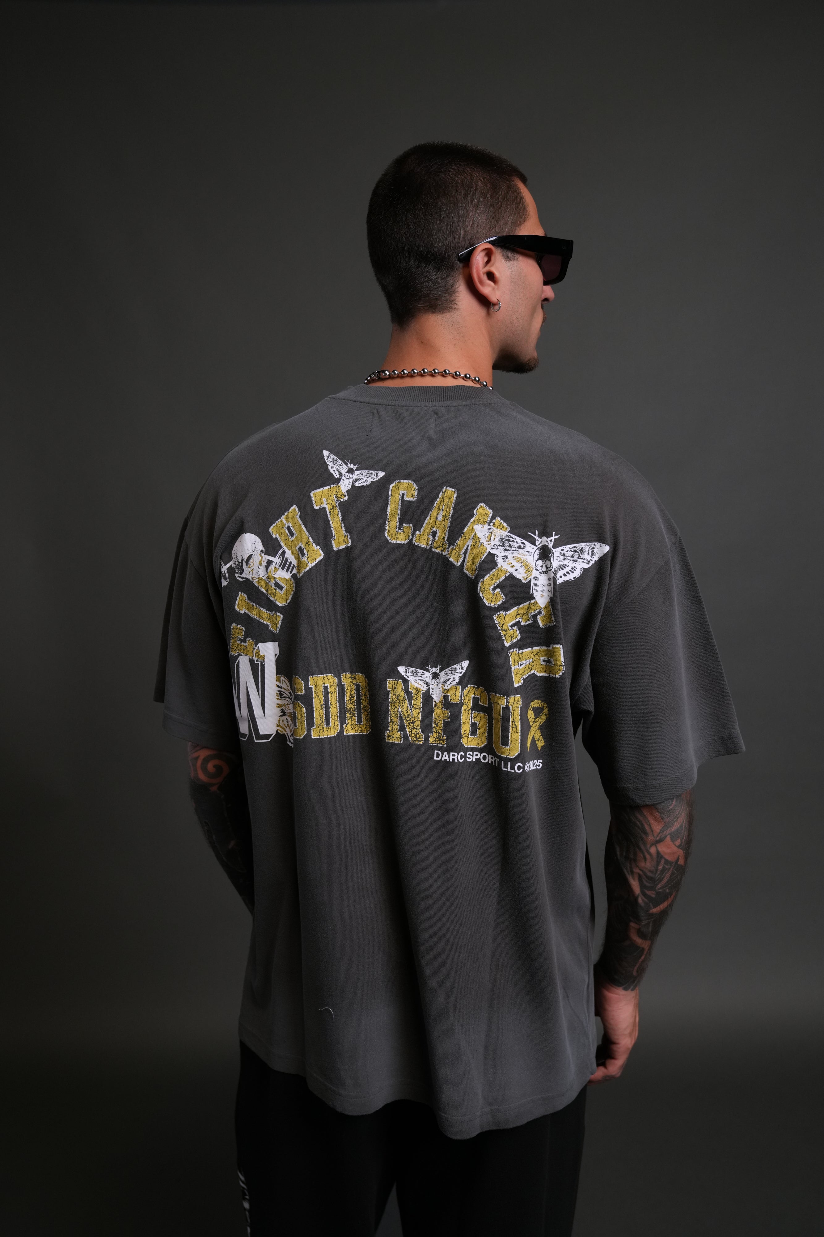 Fight Cancer 2025 "Premium" Oversized Tee in Wolf Gray/Yellow Drift Wash
