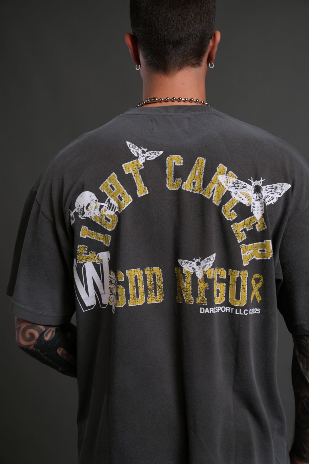 Fight Cancer 2025 "Premium" Oversized Tee in Wolf Gray/Yellow Drift Wash