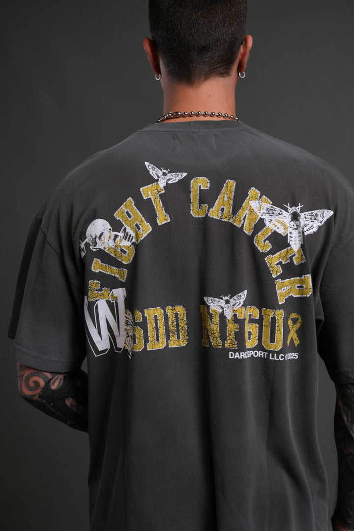 Fight Cancer 2025 "Premium" Oversized Tee in Wolf Gray/Yellow Drift Wash