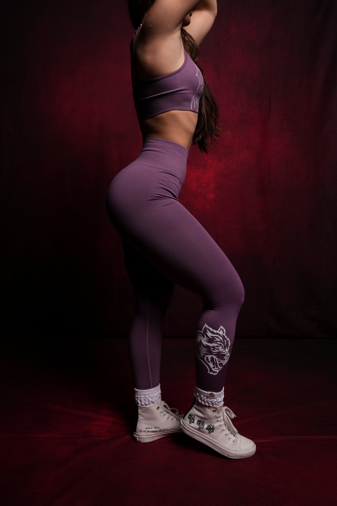 Hesh Forever "Everson Seamless" Scrunch Leggings in Darc Violet