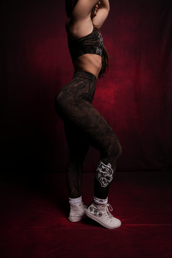 Hesh Forever "Everson Seamless" Scrunch Leggings in Brown Driftwood Forest Camo