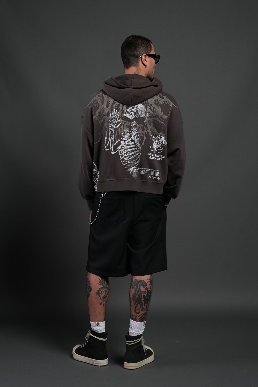 No Weapon Hesh Vex Double Zip Hoodie in Darc Brown