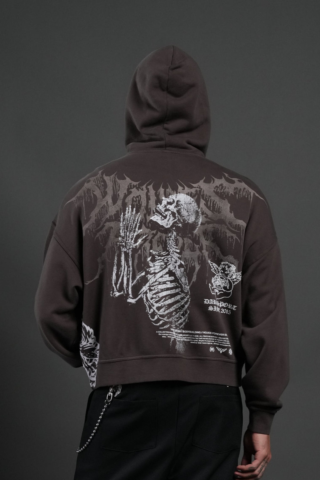 No Weapon Hesh Vex Double Zip Hoodie in Darc Brown