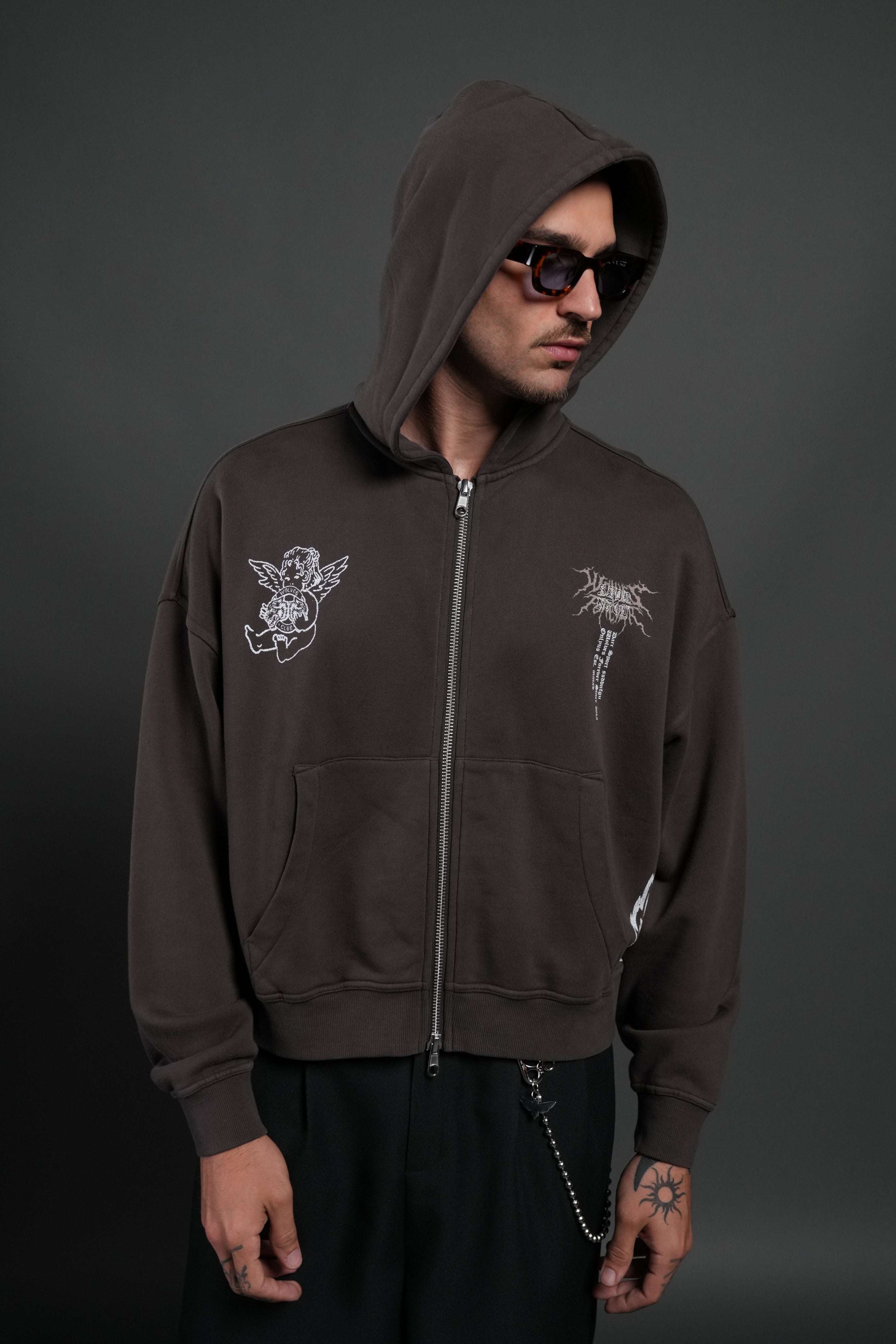 No Weapon Hesh Vex Double Zip Hoodie in Darc Brown – DarcSport
