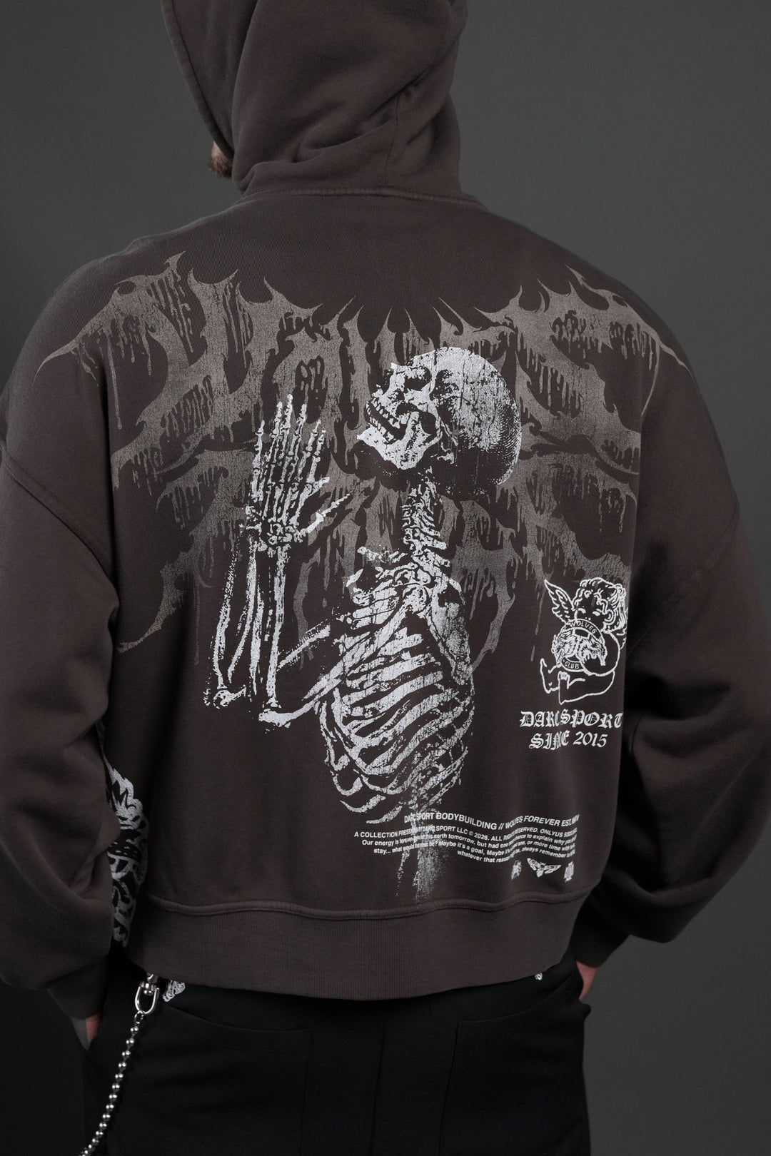 No Weapon Hesh Vex Double Zip Hoodie in Darc Brown
