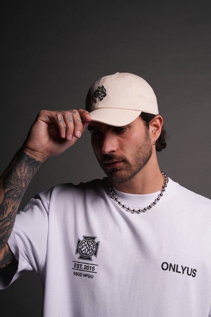 Wolf Head V2 Dad Hat in Cream