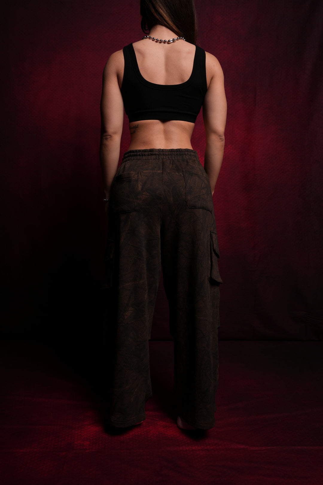 Dual Mia Cargo Sweat Pants in Brown Driftwood Forest Camo