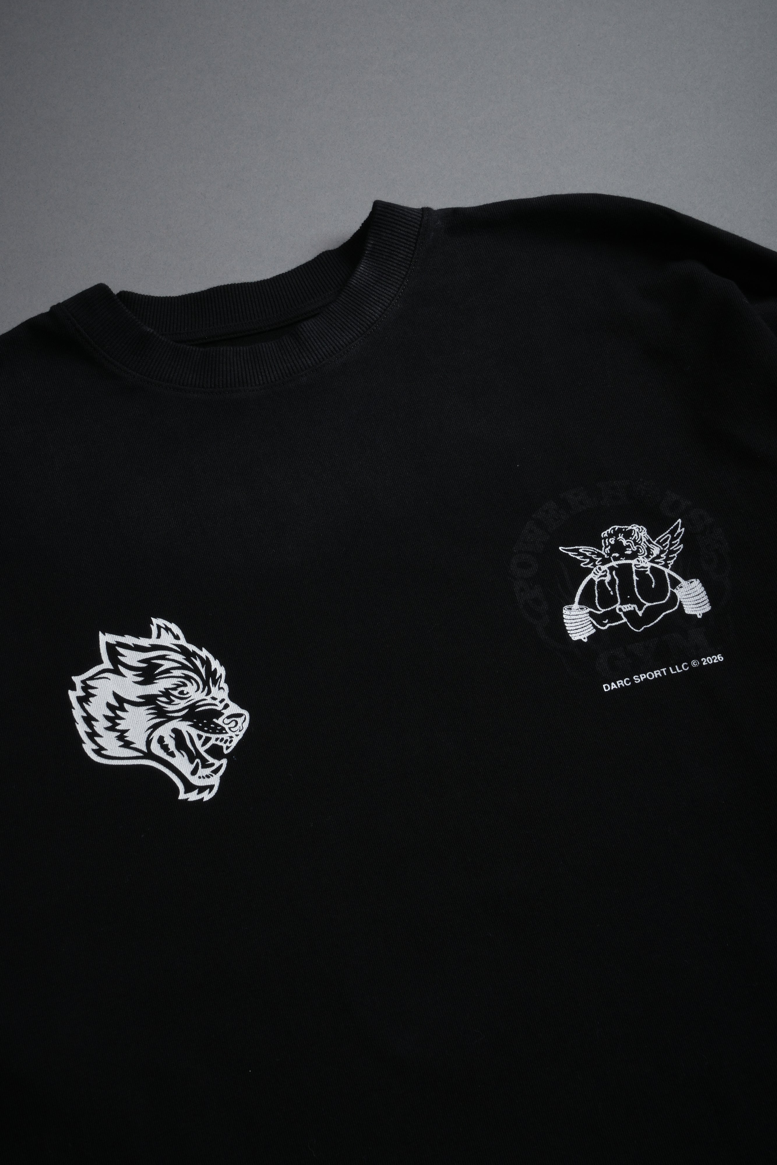 Powerhouse of the Cherub Unisex Premium Oversized Tee in Black Drift Wash