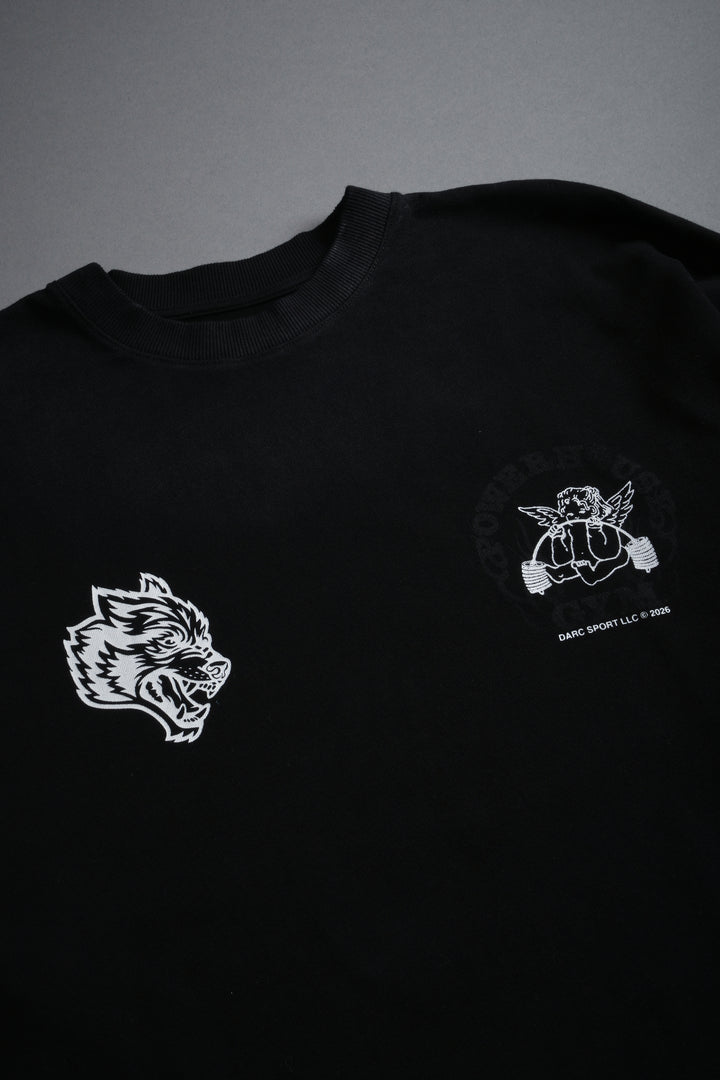 Powerhouse of the Cherub Unisex Premium Oversized Tee in Black Drift Wash