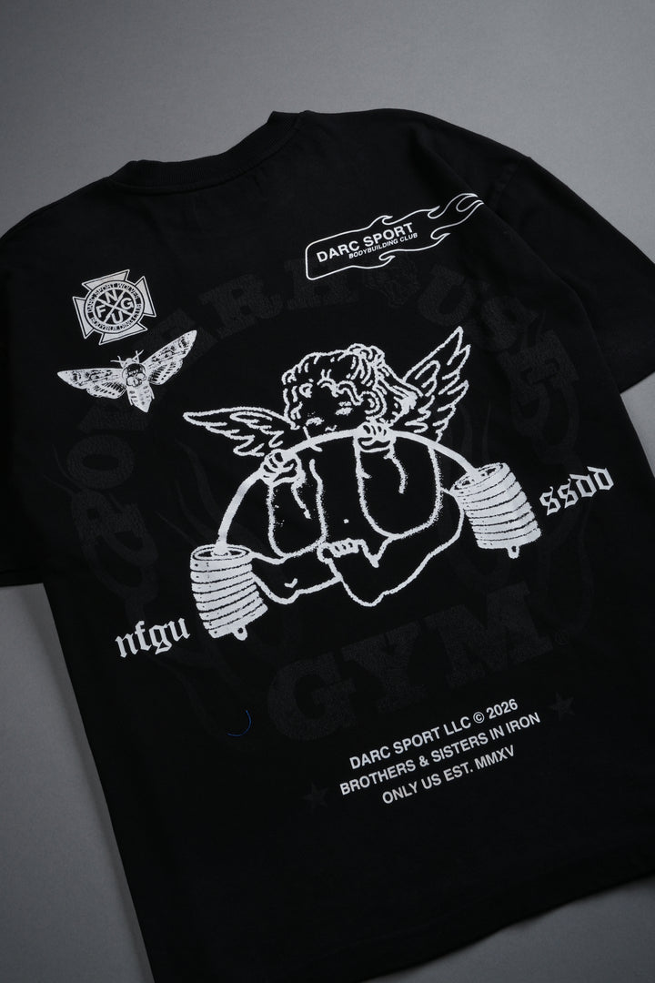 Powerhouse of the Cherub Unisex Premium Oversized Tee in Black Drift Wash