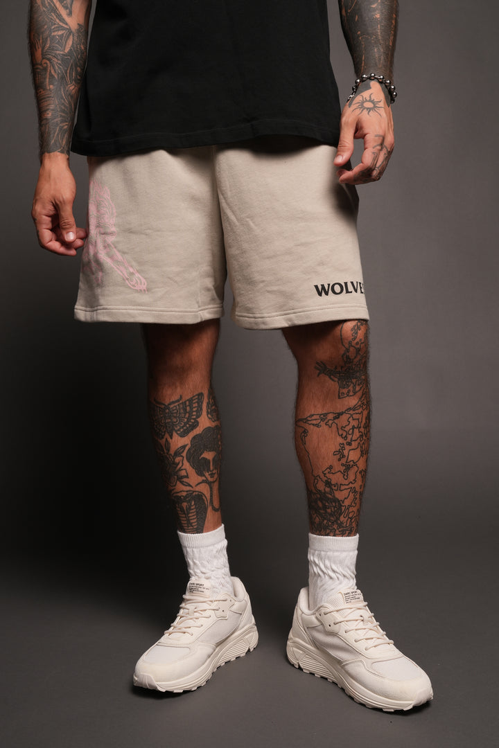 Leap Of Faith V2 Oversized Post Lounge Sweat Shorts In Cactus Gray