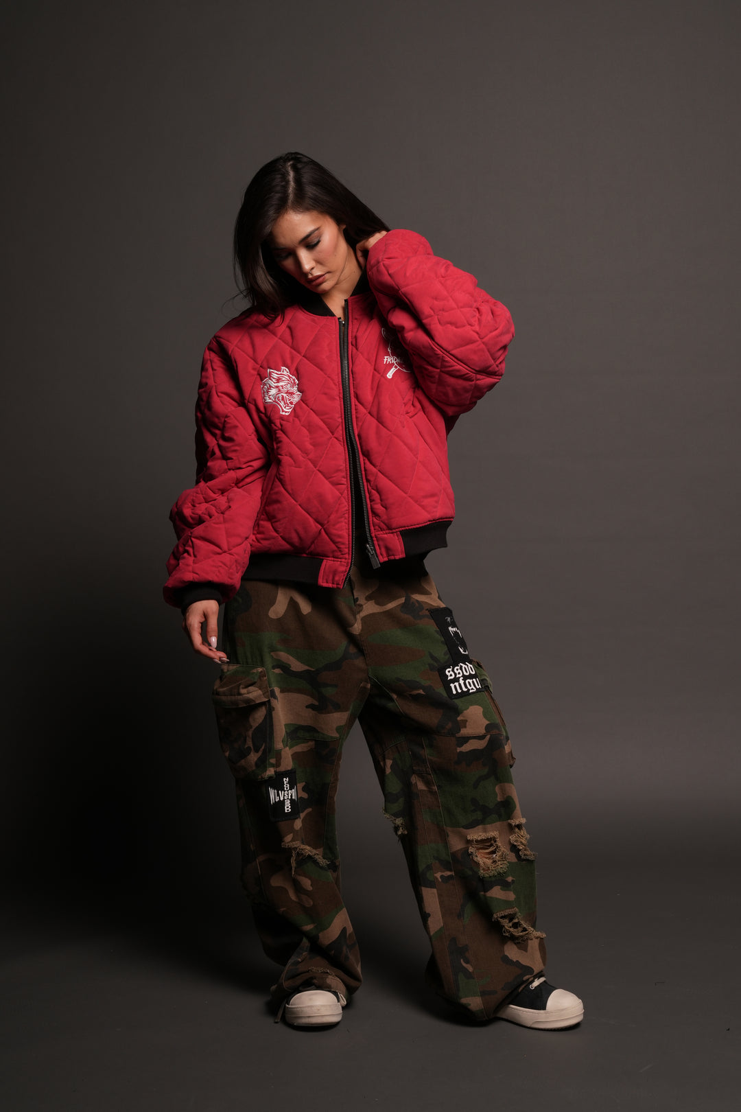 Jason Frvr Cloud Quilted Reversible Bomber Jacket In Black/Oxblood