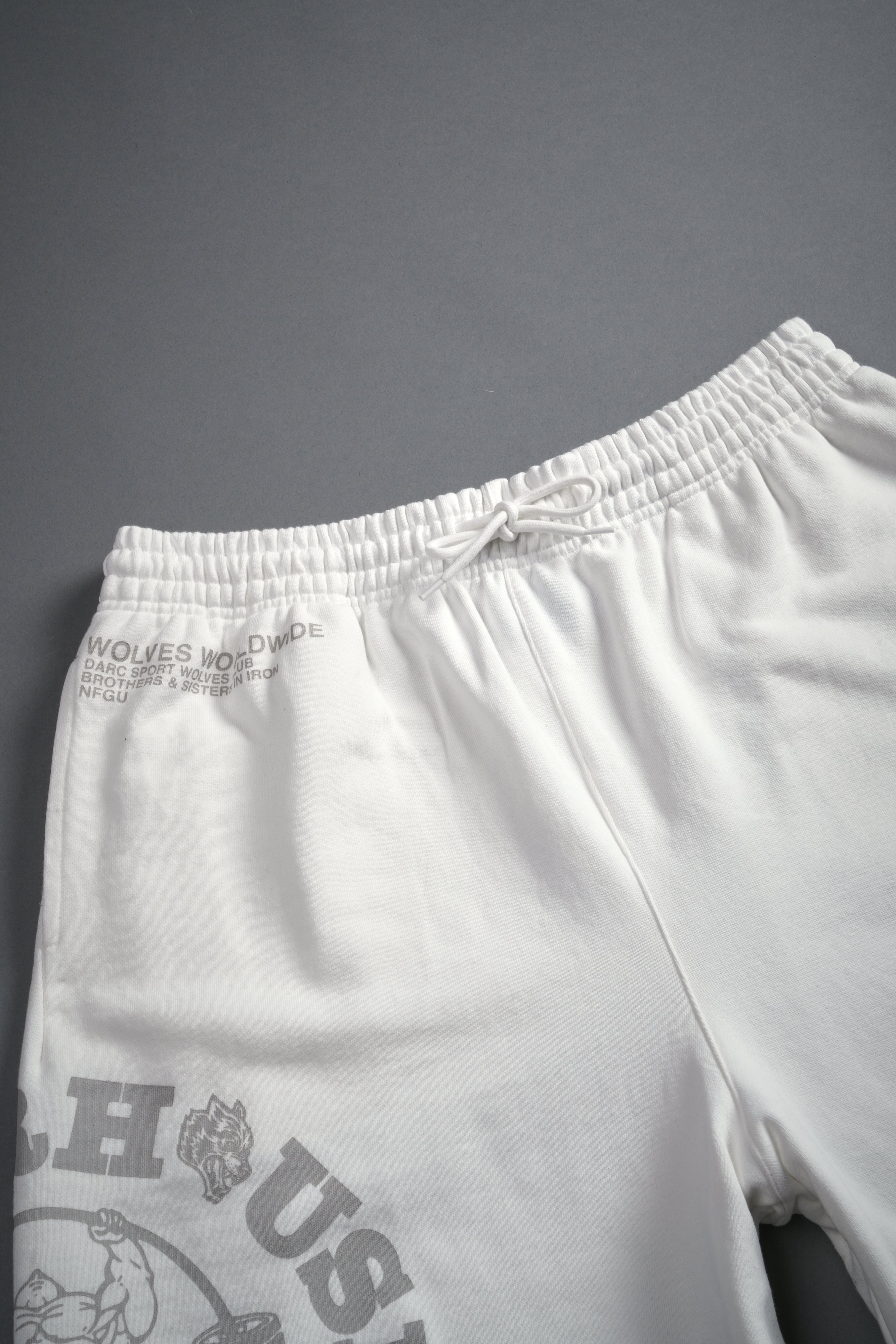 Powerhouse of the Wolves Grunge Brock Sweat Shorts in Cream