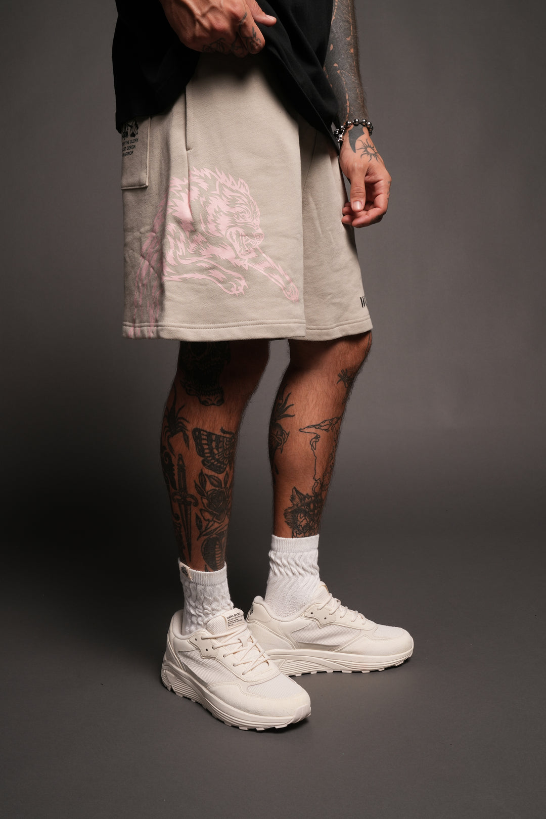 Leap Of Faith V2 Oversized Post Lounge Sweat Shorts In Cactus Gray