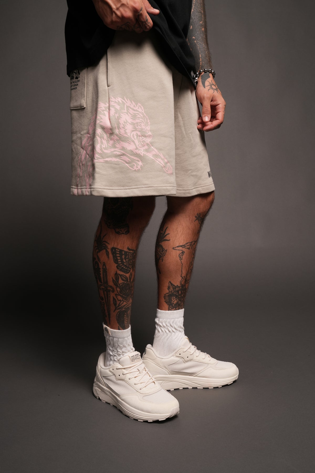 Leap Of Faith V2 Oversized Post Lounge Sweat Shorts In Cactus Gray