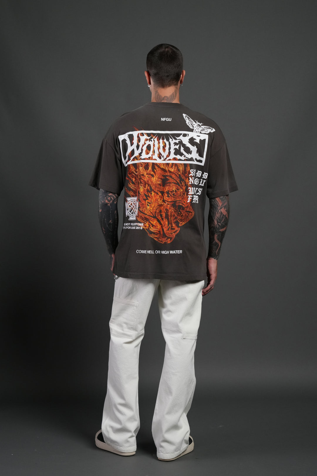 Come Hell Or High Water NFGU Premium Oversized Tee in Darc Brown Drift Wash