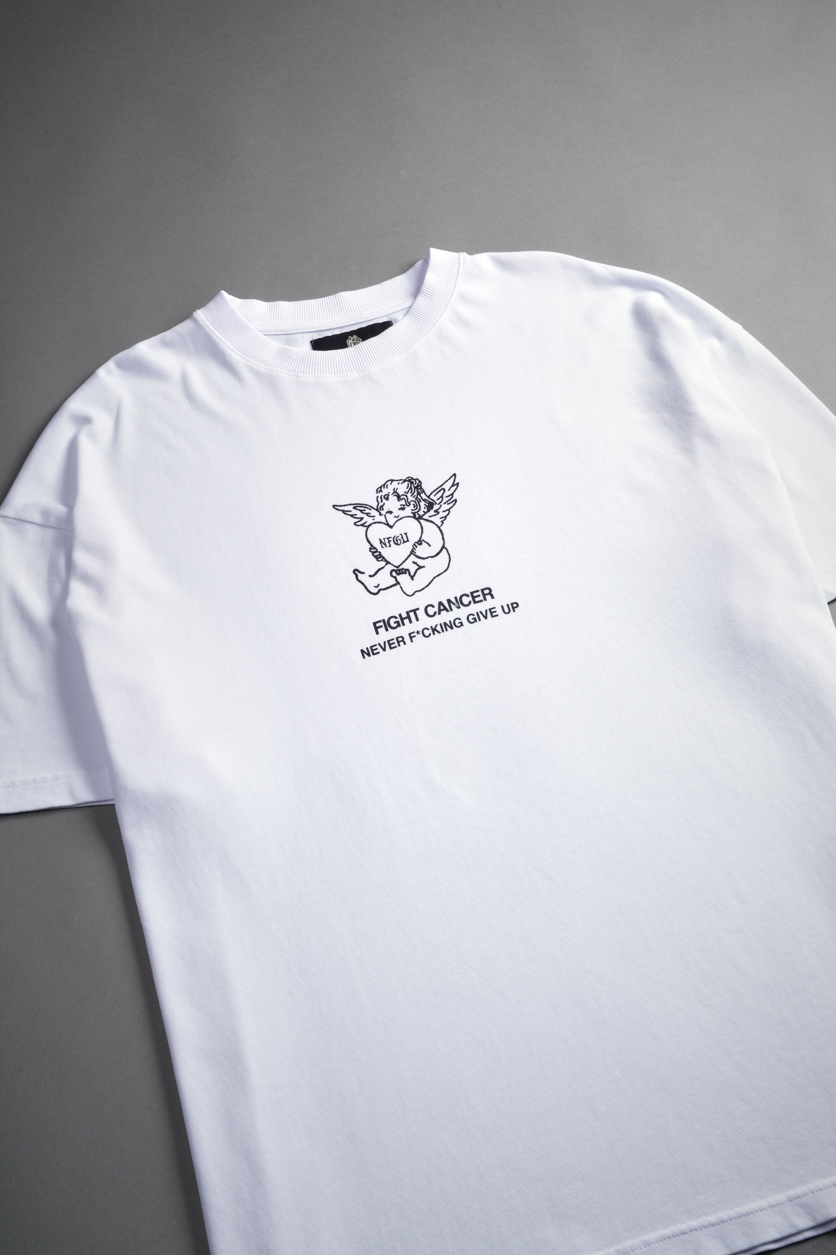 Never F*cking Give Up "Premium" Oversized Tee in White