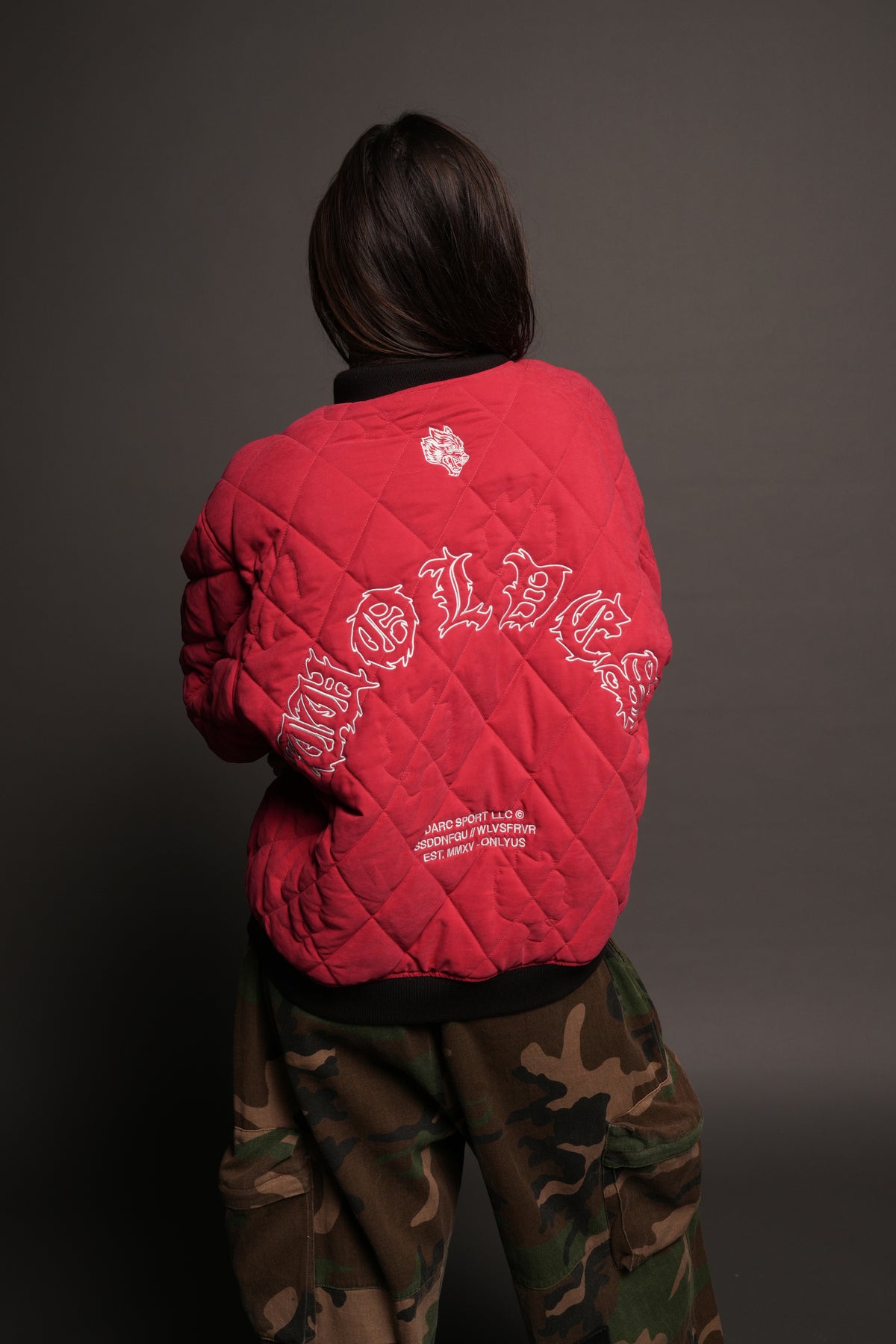 Jason Frvr Cloud Quilted Reversible Bomber Jacket In Black/Oxblood