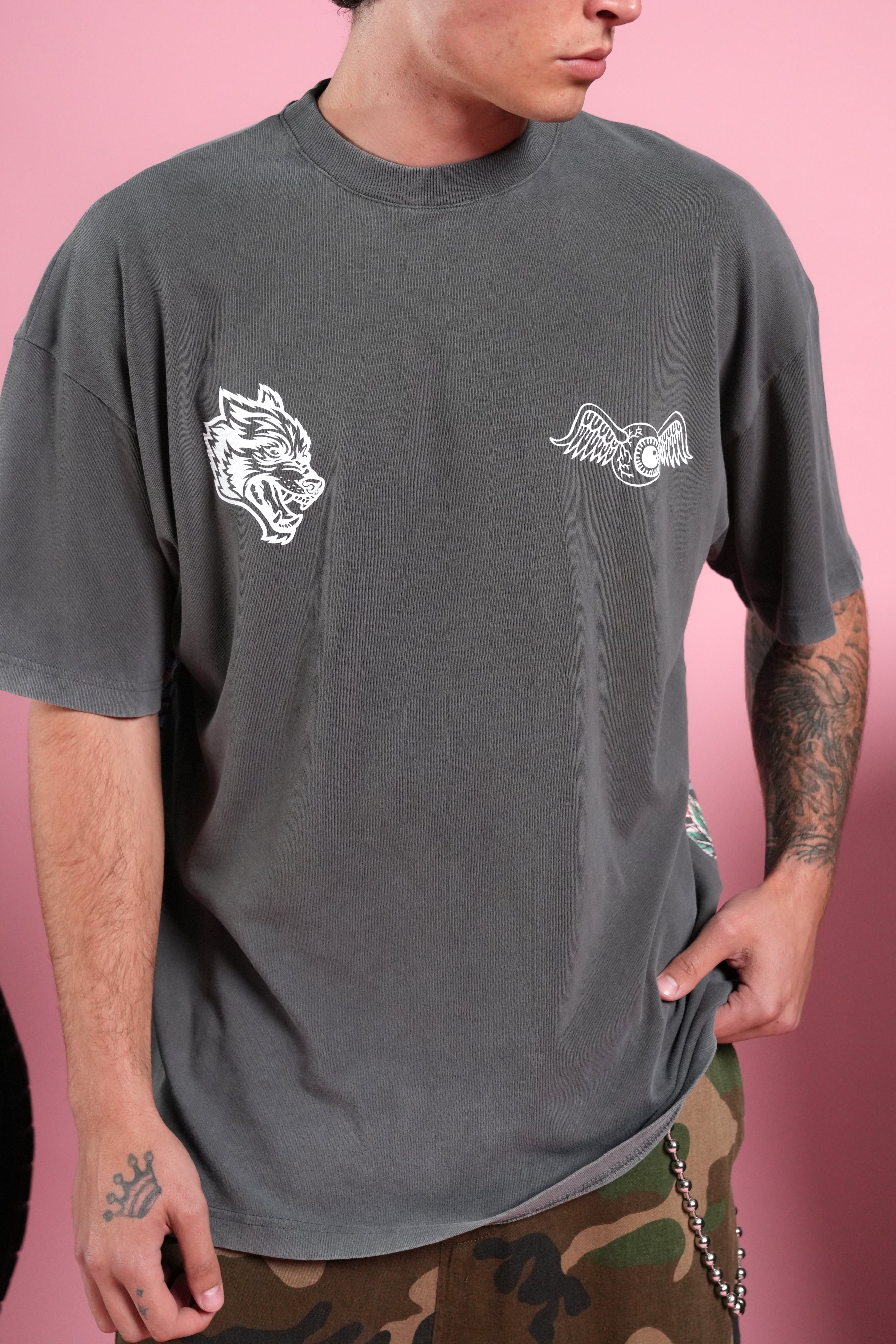 Kulture Klash V2 Premium Oversized Tee in Wolf Gray