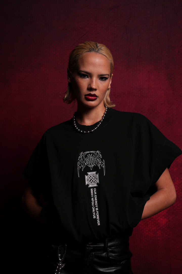 Mourning Star "Grunge" Cut Off Tee in Black