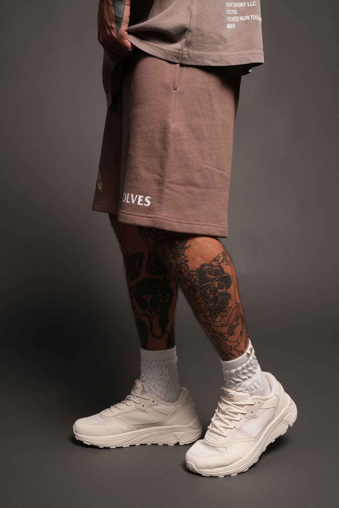 Leap Of Faith V2 Oversized Post Lounge Sweat Shorts In Mojave Brown
