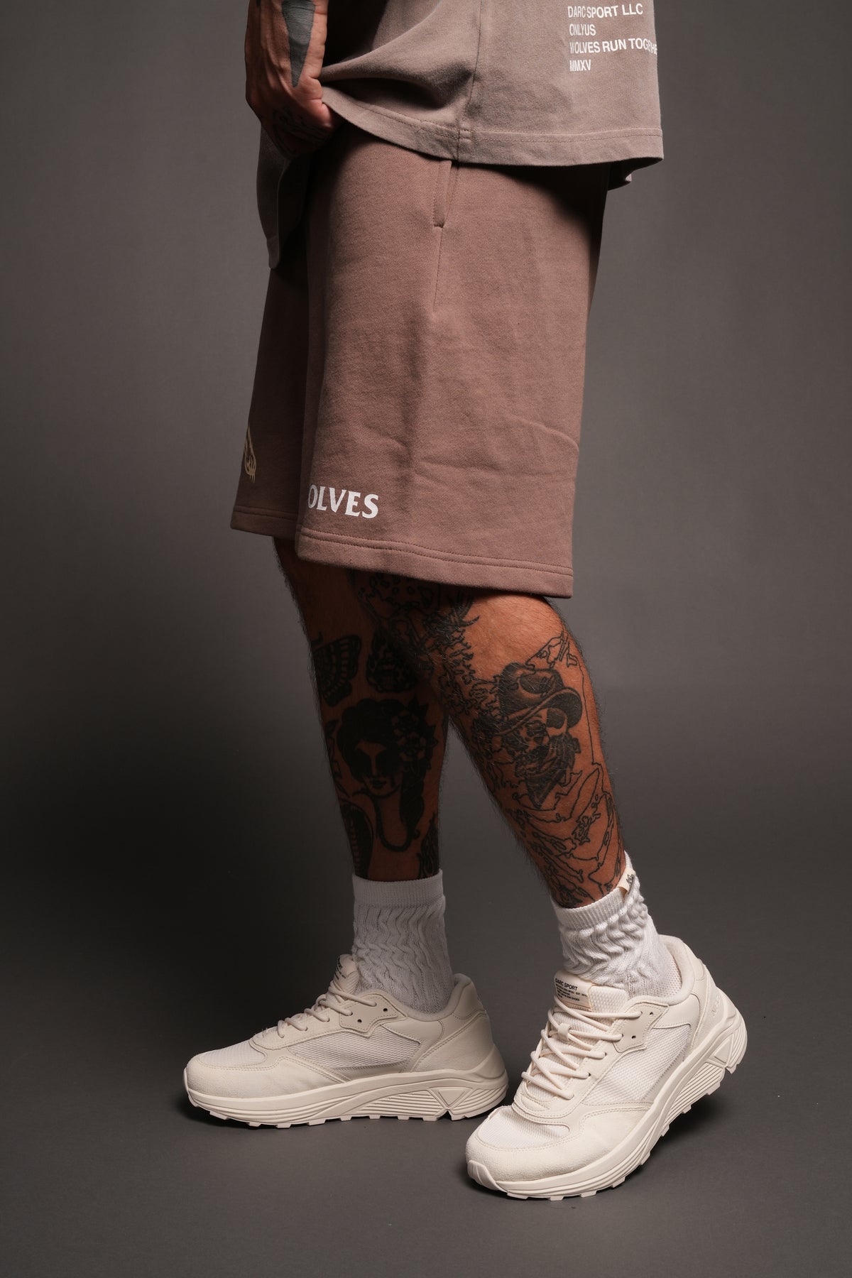 Leap Of Faith V2 Oversized Post Lounge Sweat Shorts In Mojave Brown