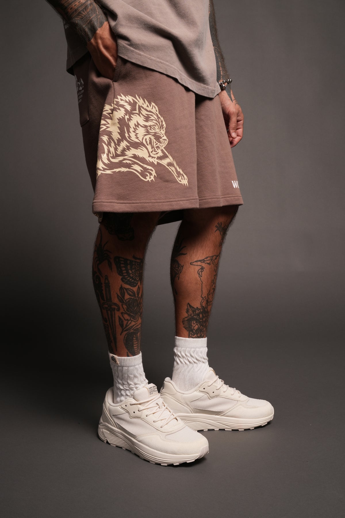 Leap Of Faith V2 Oversized Post Lounge Sweat Shorts In Mojave Brown