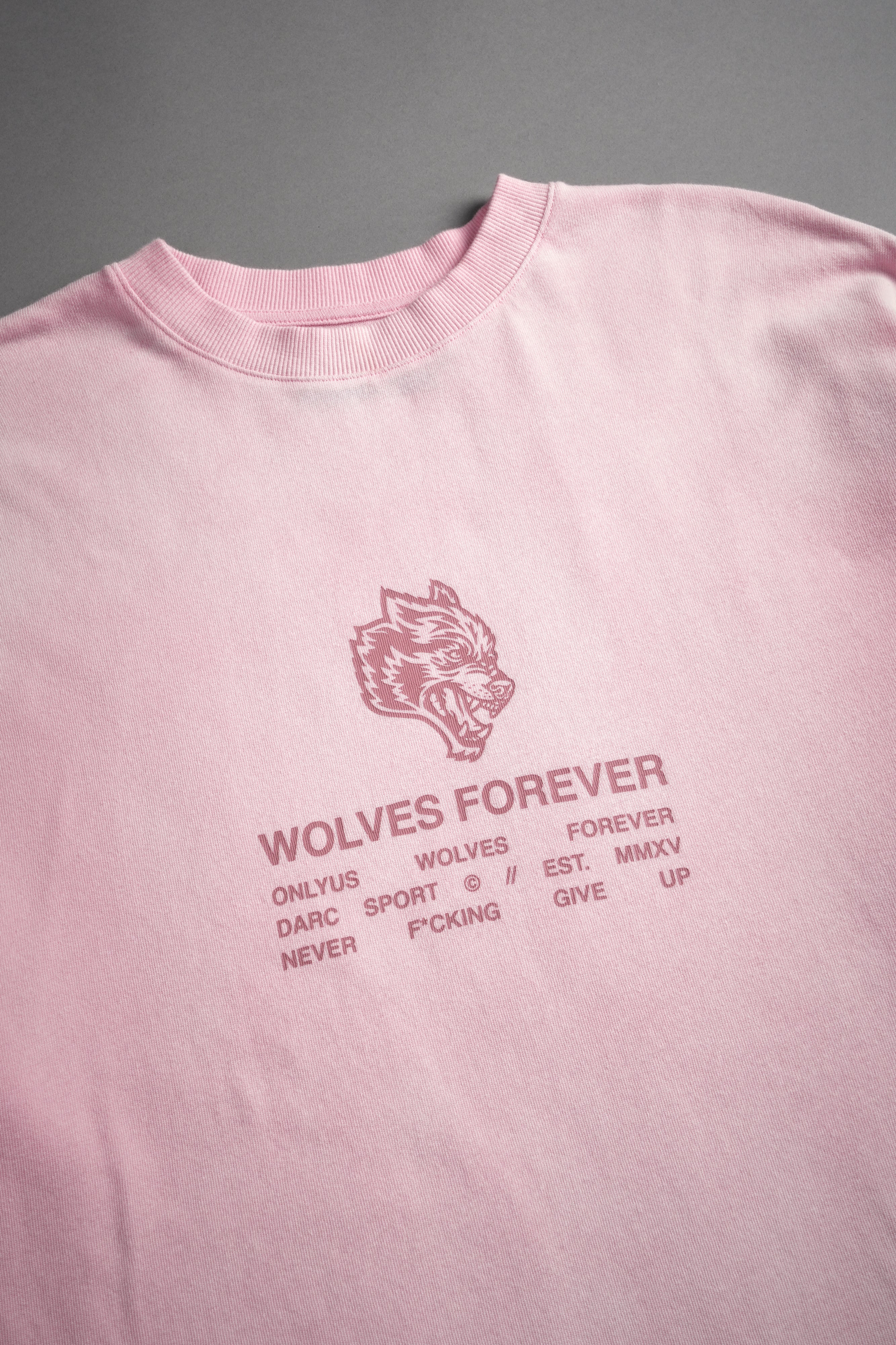 Wolves Have Your Back "Premium" Oversized Tee in Cherry Blossom Halo Wash