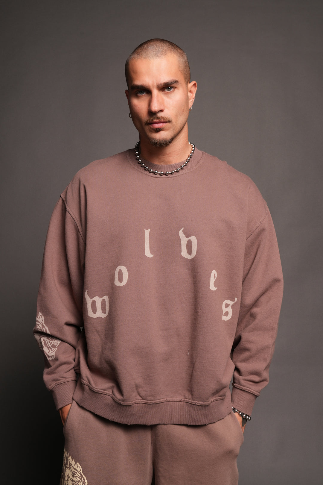 Forever Our Core Grunge Distressed Oversized London Crewneck In Mojave Brown