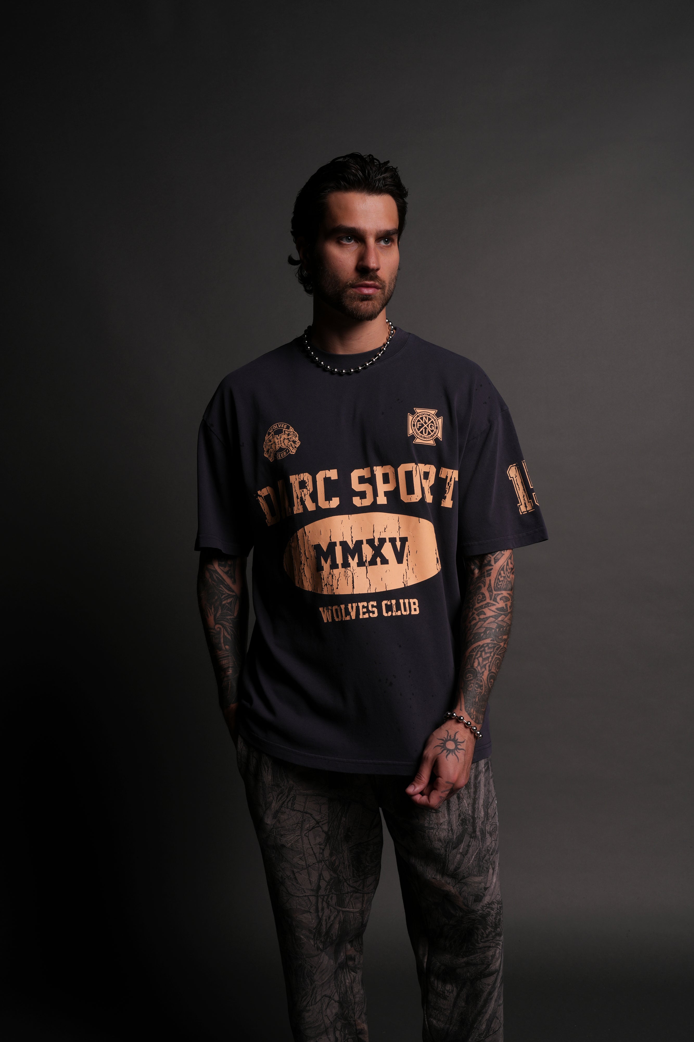 Gridiron "Premium" Oversized Tee in Midnight Blue