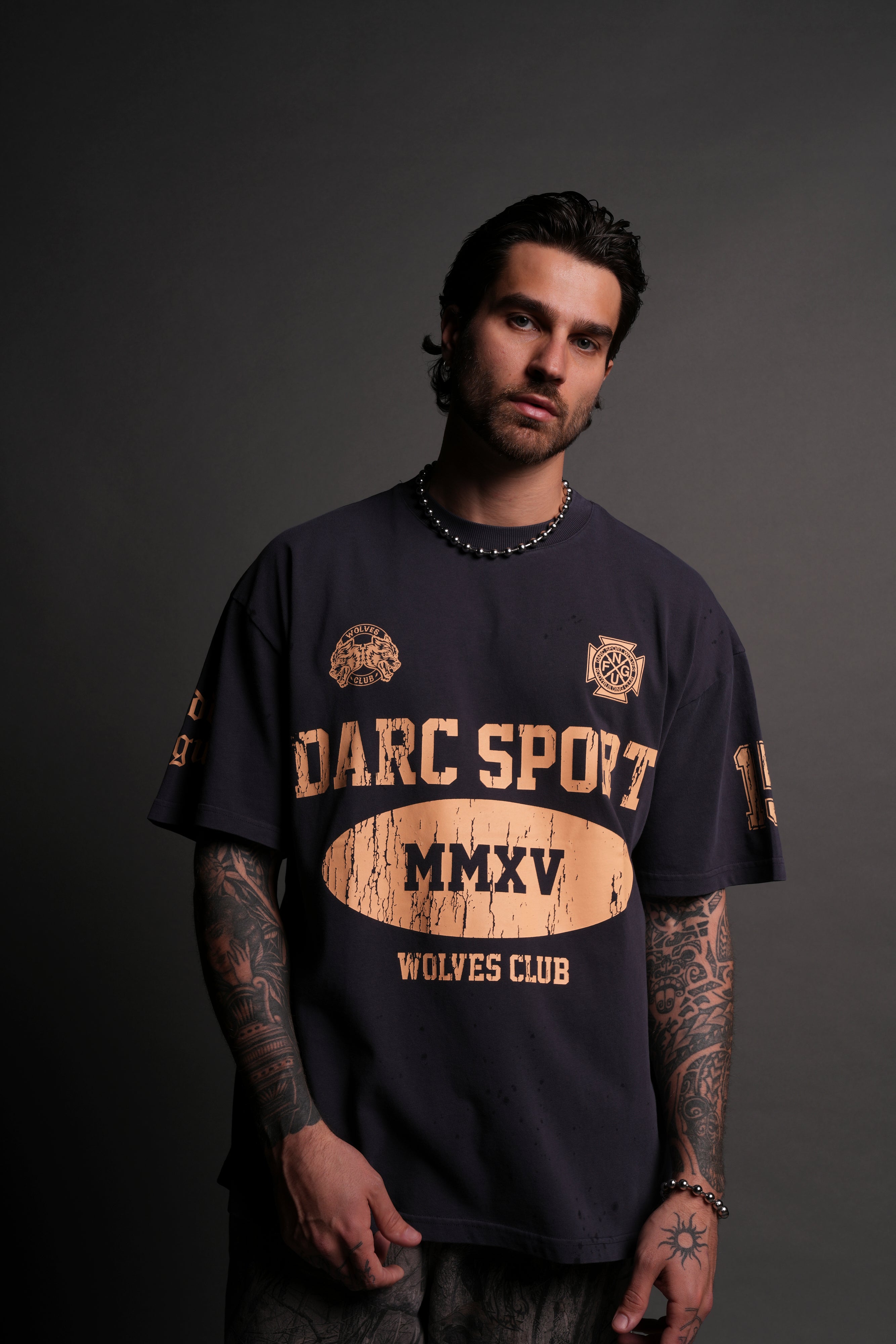 Gridiron "Premium" Oversized Tee in Midnight Blue