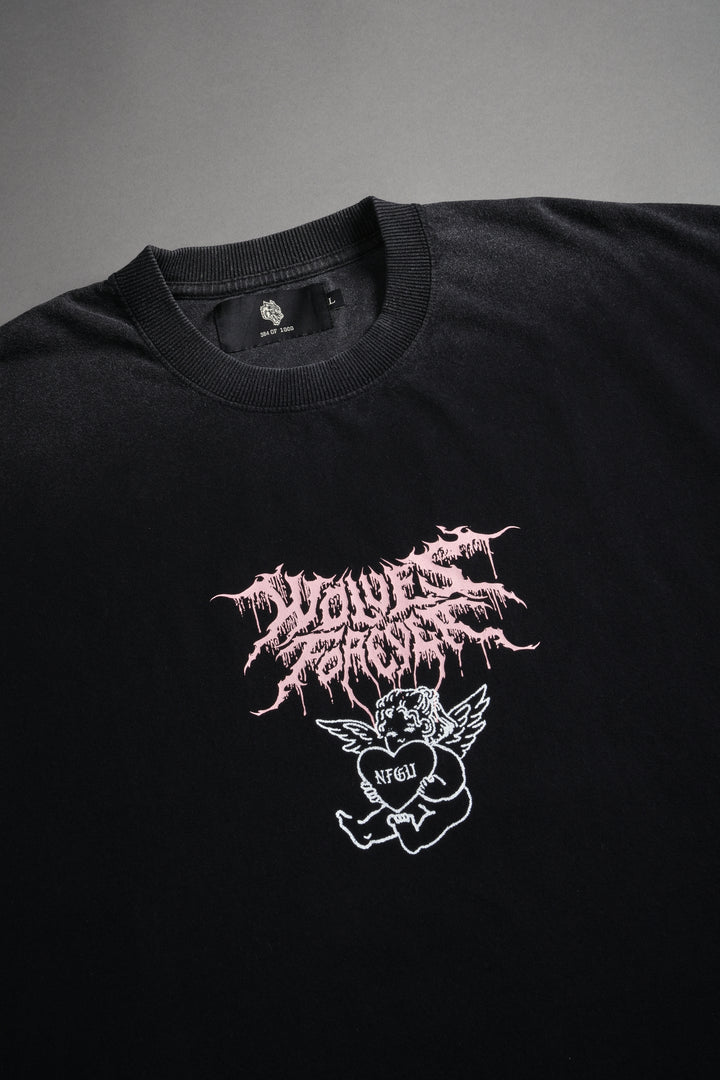 Cherub Core Grunge Cut-Off Tee in Black