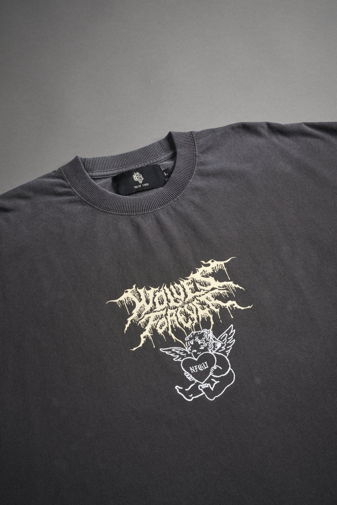 Cherub Core Grunge Cut-Off Tee in Wolf Gray