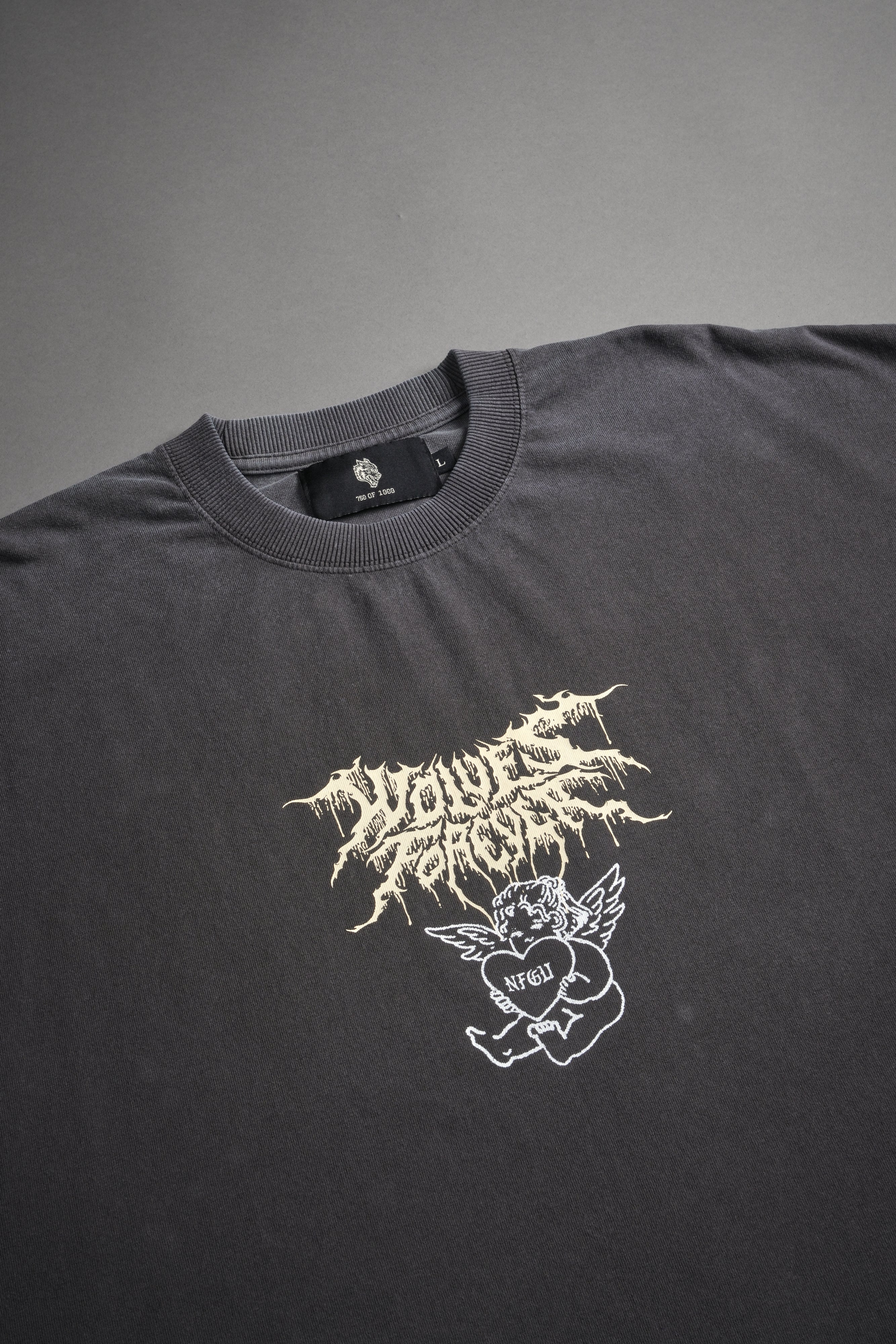 Cherub Core Grunge Cut-Off Tee in Wolf Gray