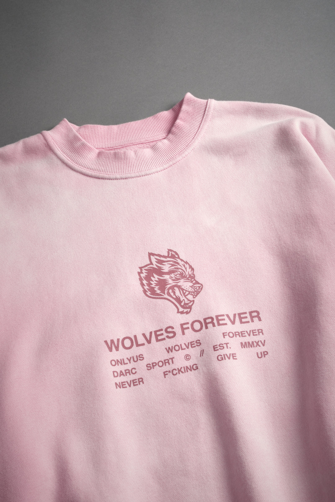 Wolves Have Your Back London Unisex Crewneck in Cherry Blossom Halo Wash