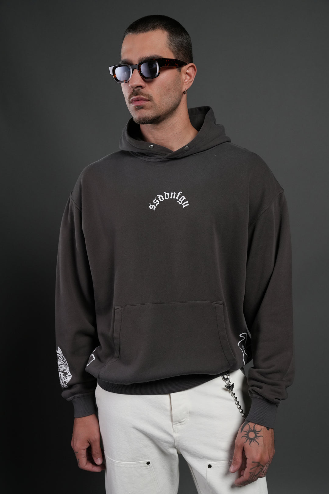 Our Sacrifice Pierce Hoodie in Darc Brown Drift Wash