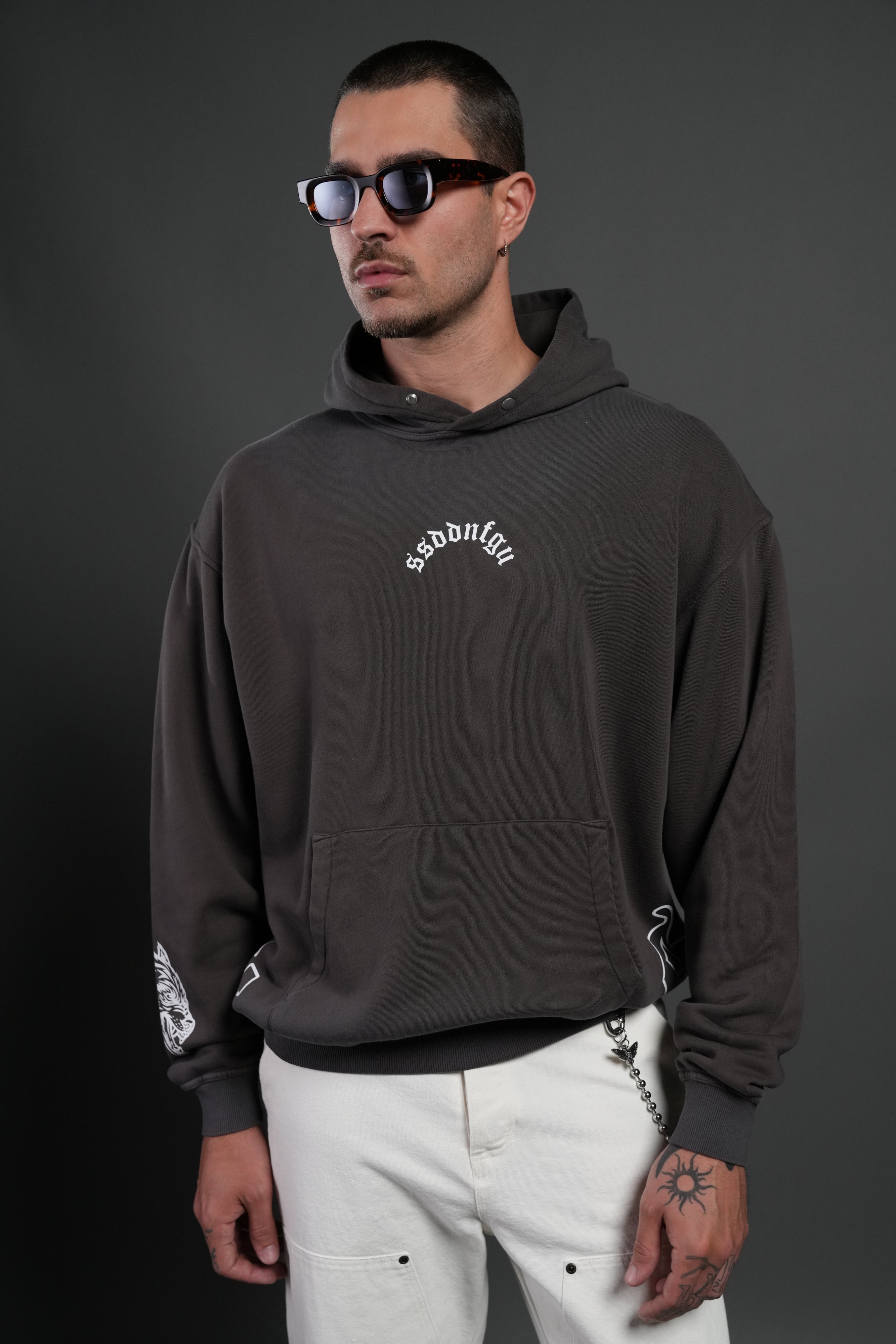 Our Sacrifice Pierce Hoodie in Darc Brown Drift Wash