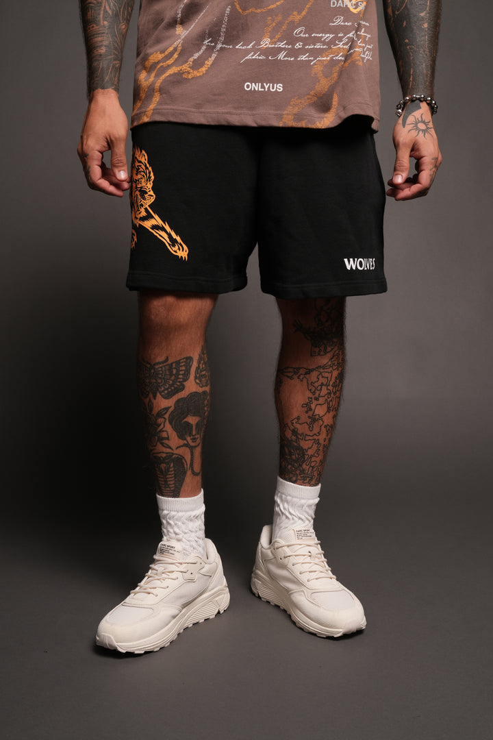 Leap Of Faith V2 Oversized Post Lounge Sweat Shorts In Black