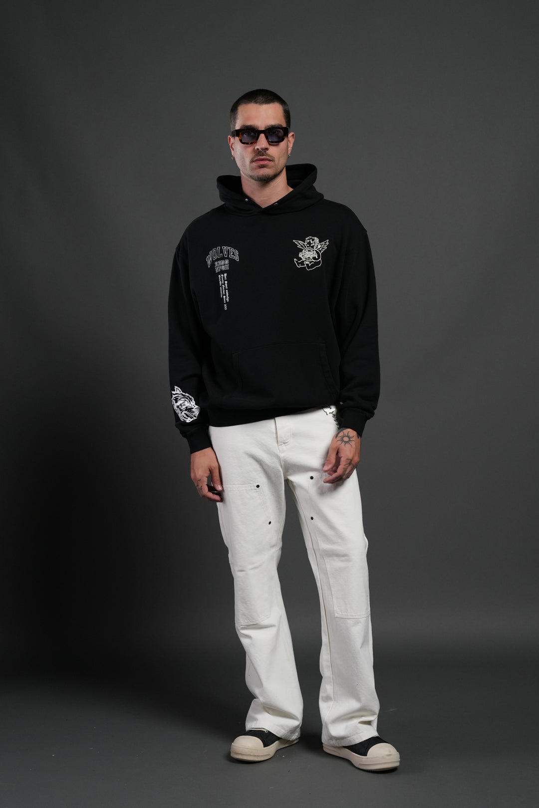 Wolves Club Cherub Pierce Hoodie in Black