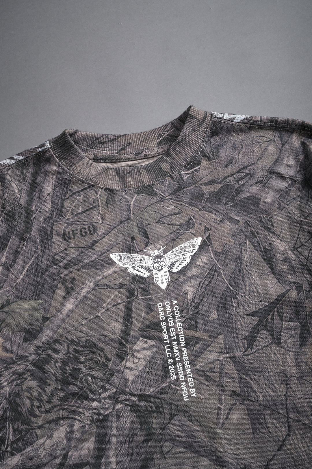 From The Top "Premium" Oversized (Cropped) Tee in Driftwood Wolf Forest Camo