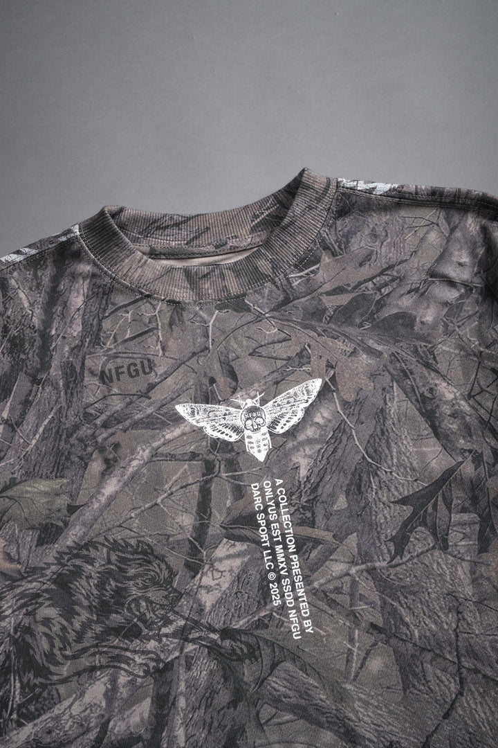 From The Top "Premium" Oversized (Cropped) Tee in Driftwood Wolf Forest Camo