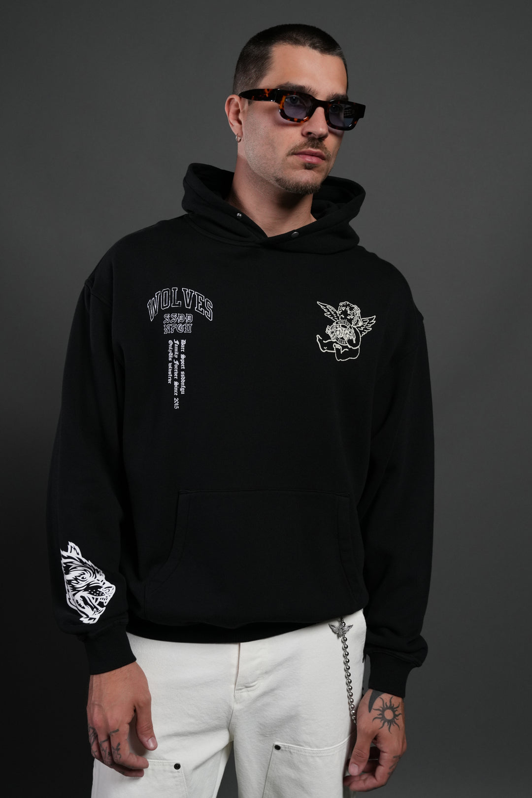Wolves Club Cherub Pierce Hoodie in Black