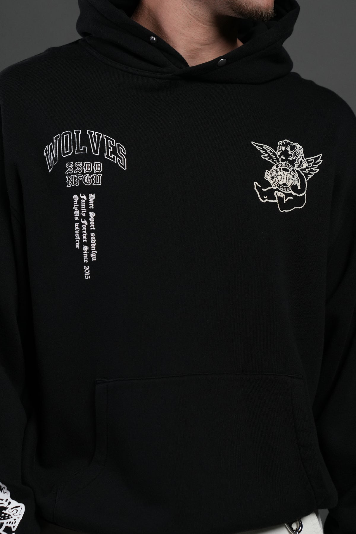 Wolves Club Cherub Pierce Hoodie in Black