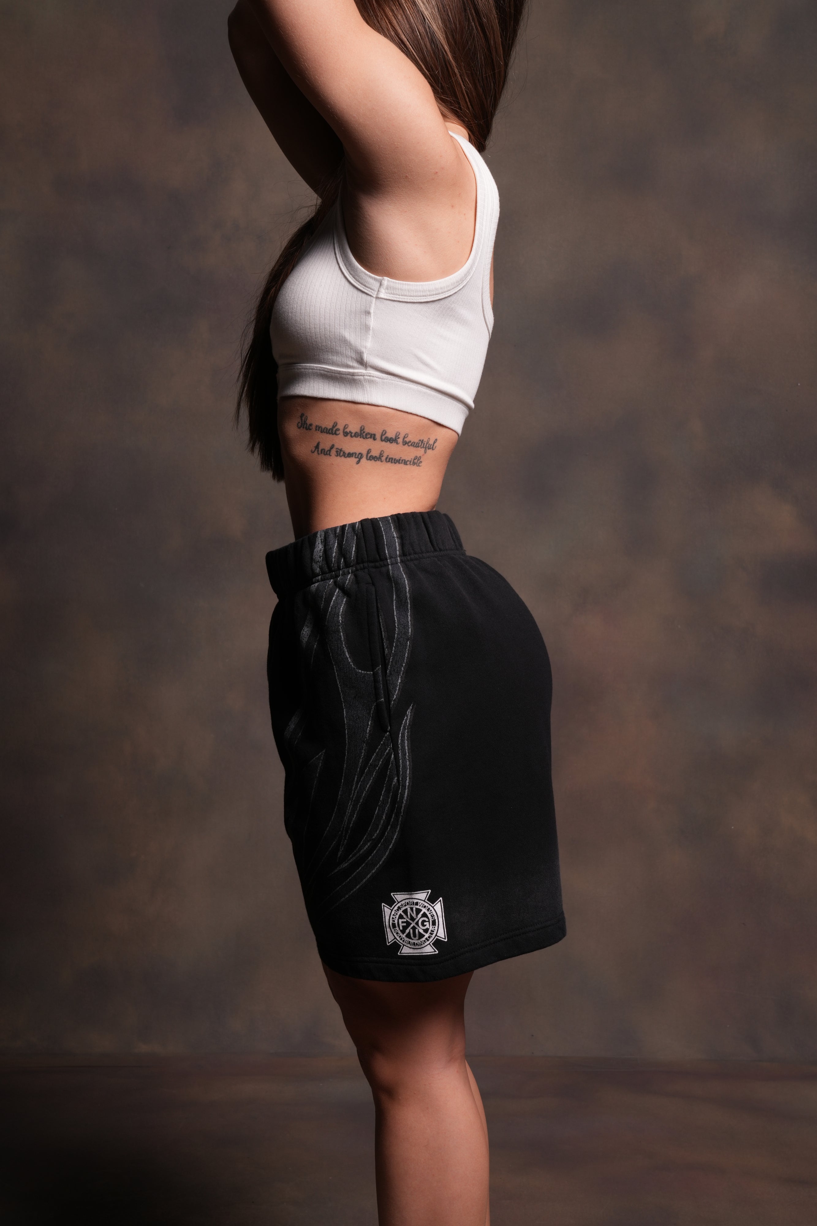 Real Recognize Real Unisex Oversized Post Lounge Sweat Shorts V2 in Black Drift Wash