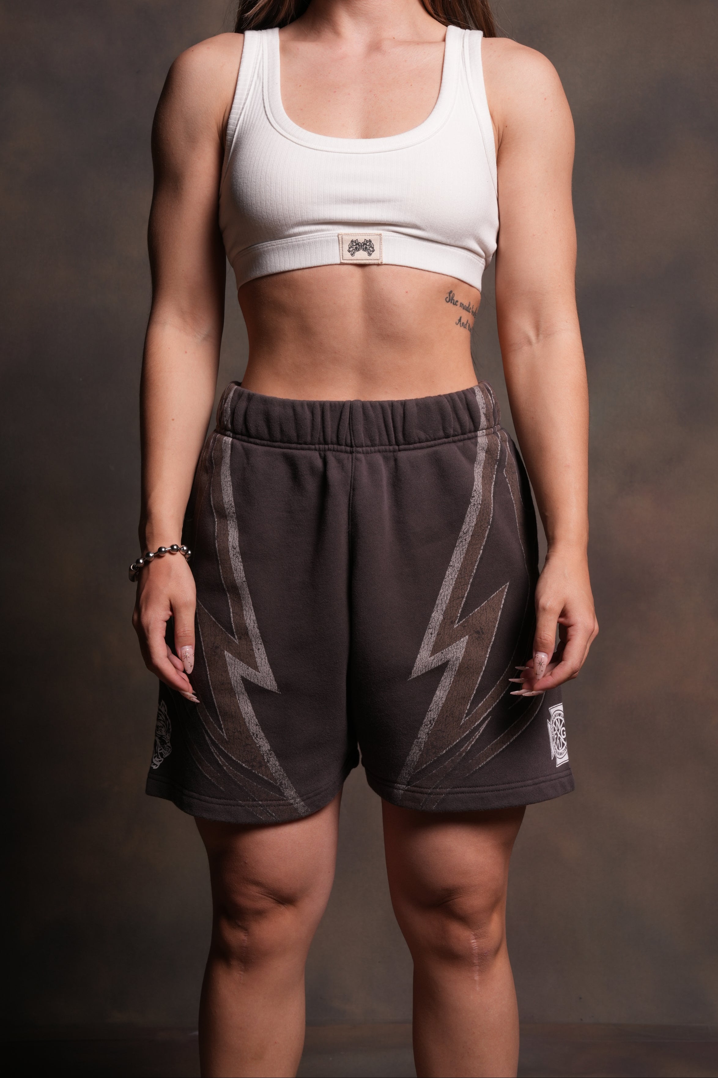 Real Recognize Real Unisex Oversized Post Lounge Sweat Shorts V2 in Darc Brown Drift Wash