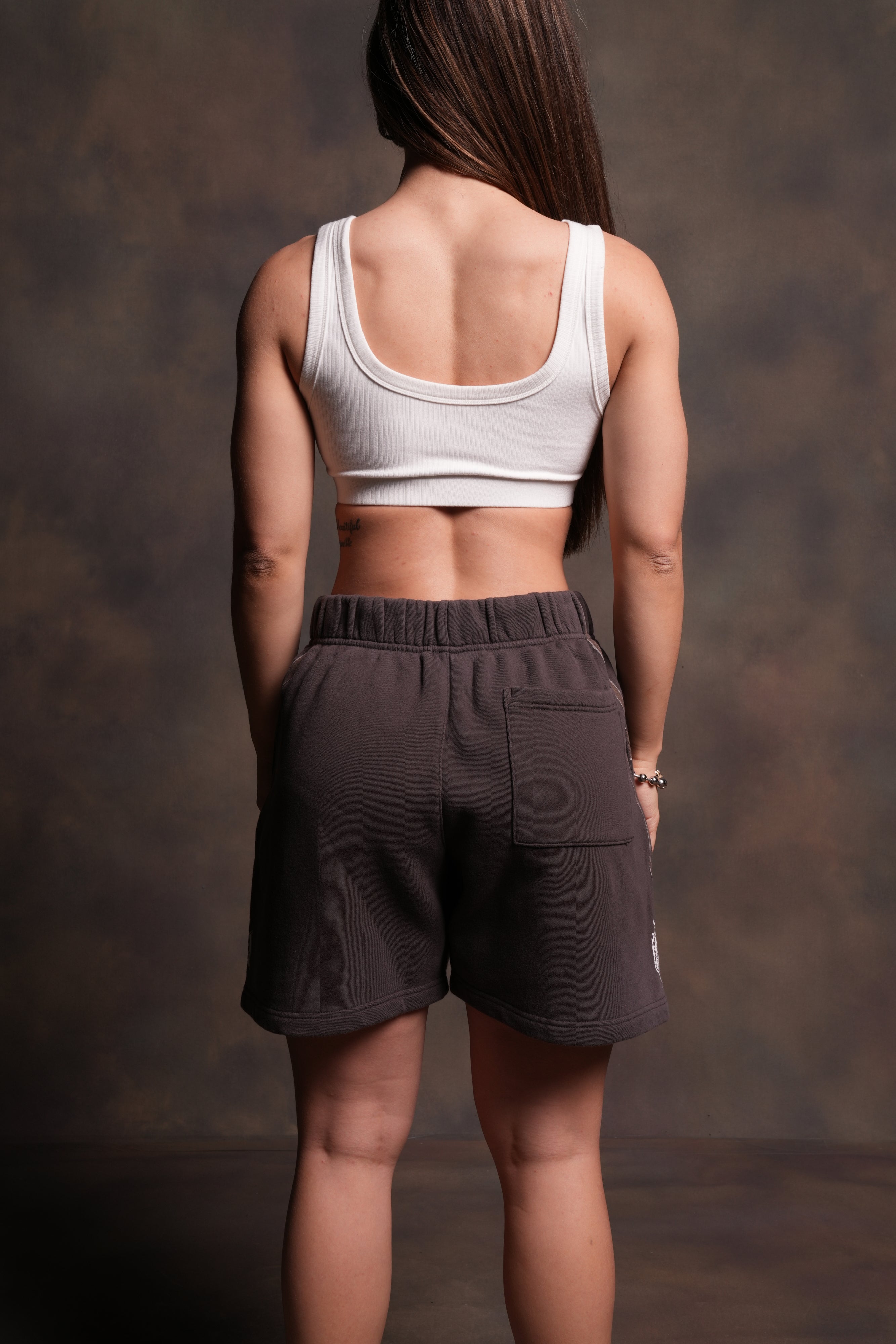 Real Recognize Real Unisex Oversized Post Lounge Sweat Shorts V2 in Darc Brown Drift Wash