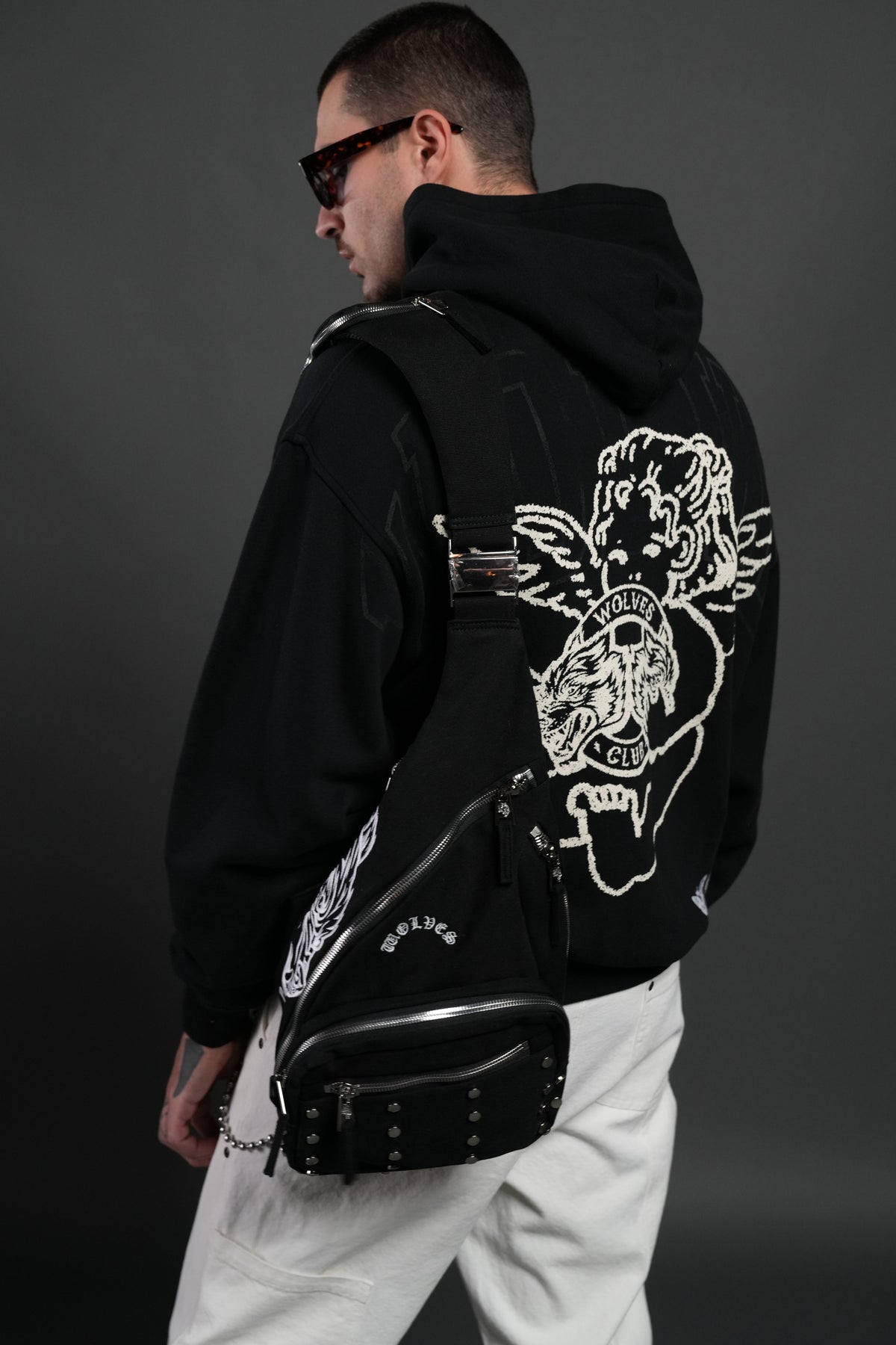 Wolves Club Cherub Pierce Hoodie in Black